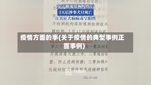 疫情方面的事(关于疫情的典型事例正面事例)
